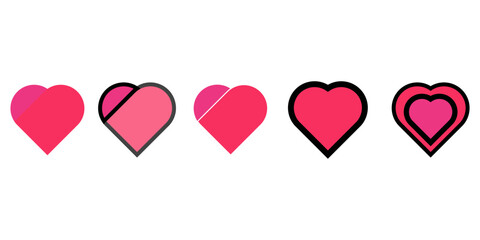 Pink Heart Icon Set Love Like Favorite and Rating Progress Animation Elements