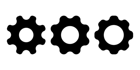 Minimalist Black Gear Icons Set for Settings Process and Engineering Concepts