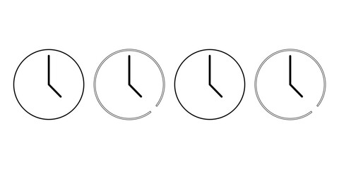 Minimalist Time Management Icons Four Clock Progress Indicators for Scheduling and Deadlines