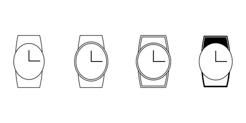 Wristwatch Icons Set Minimalist Line Art and Solid Styles for Time Management Apps