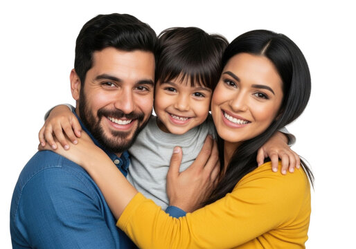 Happy family hugging transparent background cutout png