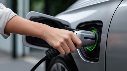 Modern electric vehicle charging station showcasing innovative technology, eco-friendly design, fast power delivery, and sustainable energy solutions for green transportation