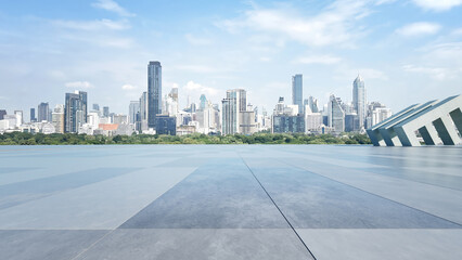 Abstract modern concrete architecture, Minimal geometry architectural background, Exterior car presentation backdrop with empty concrete floor, 3d rendering