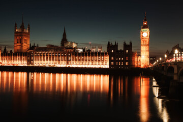 Fototapeta premium Big Ben and House of Parliament at night, London, United Kingdom