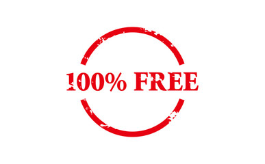 100% FREE - Red Rubber Stamp with text 100% FREE
