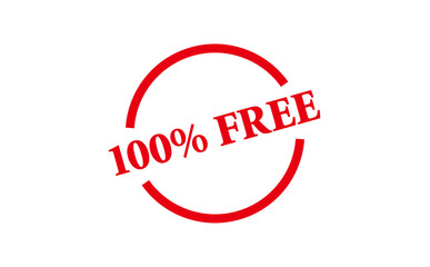 100% FREE - Red Rubber Stamp with text 100% FREE
