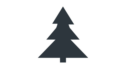 Simple dark silhouette of a pine tree or fir tree against a white background
