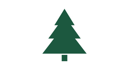 Simple dark green evergreen tree silhouette isolated on a clean white background