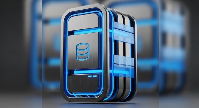 Futuristic Database Server - Data Storage and Processing Concept.