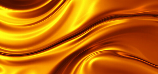 Luxurious metallic fluid background featuring gold and bronze reflective tones, ideal for branding and digital advertising.
