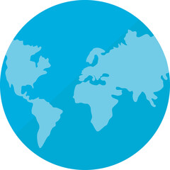 Cyan World Map Globe Icon With Continents Visible Against Transparent Background Symbolizing Global Connectivity And International Business