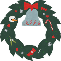 Mistletoe With Cute stuff Paper Cut Christmas Icon Elements