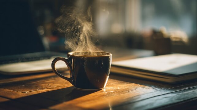 Hot coffee mug steam desktop