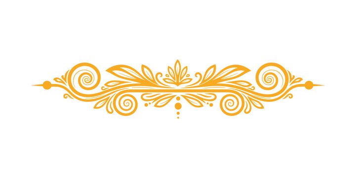 Elegant floral separator ornament. Golden swirl divider. Decorative header text element