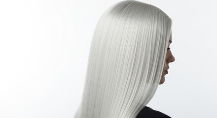 Fototapeta premium Sleek silvery hair of young caucasian female with smooth straight style