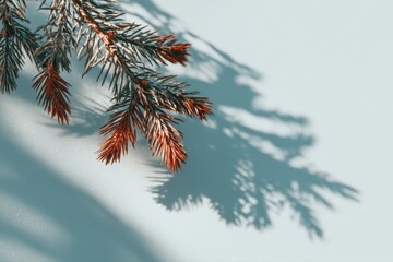 A single spruce branch elegantly arranged on a clean background, soft natural lighting, minimalistic composition, creating a serene and inviting mood