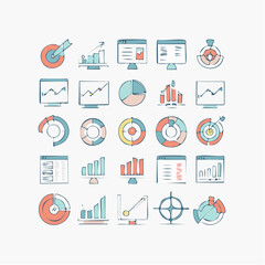 Data Visualization Icons Set Chart, Graph, Analysis, Dashboard Design Elements