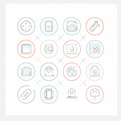 Set of 25 Circular Icons for Technology, Business, and Lifestyle Applications