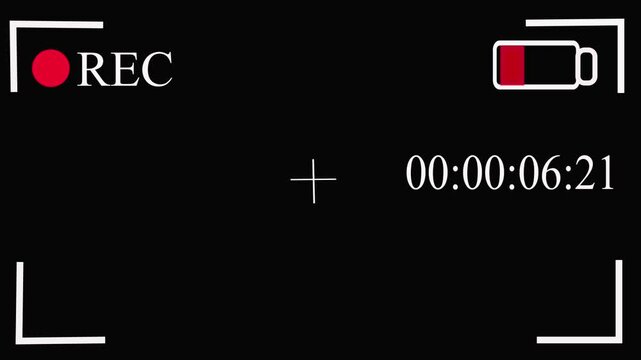 Video camera frame grid, recording overlay frame with timecode counter
