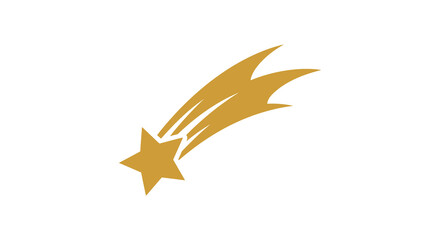 Golden shooting star with a trailing tail against a white background symbolizing wishes and good fortune © MIRAJ02