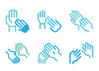 Fototapeta premium Diverse Hand Interaction and Touch Point Concepts with a Blue Gradient Theme