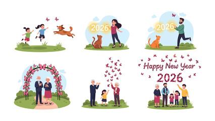 Year 2026: Scenes of Celebration and Togetherness: A vibrant collage of heartwarming moments unfolds, as people of all ages embrace the spirit of celebration, unity, and the promise of a new year.