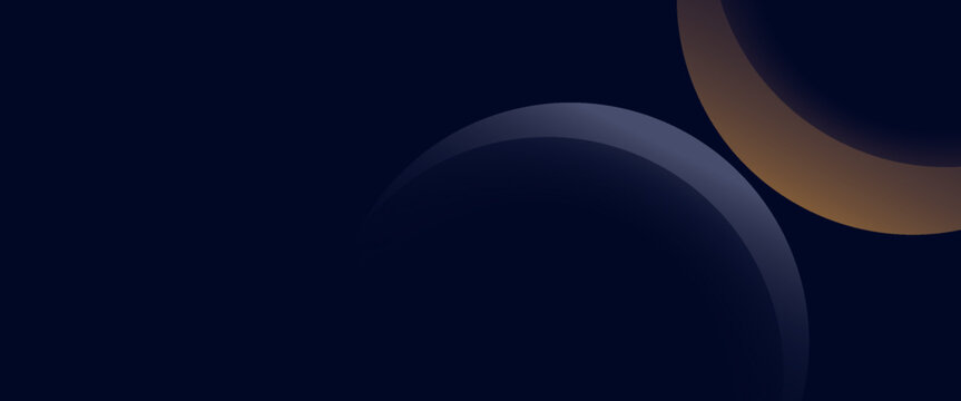 Navy blue abstract background with halftone golden lines delicate pattern. Small light spot box. Curve line, cosmic galaxy space. Festive BG for social media, birthday party invitation.