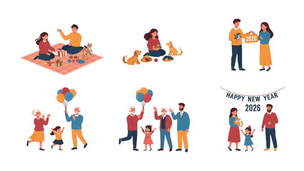 Happy Family Gathering: Diverse families celebrate life's moments. Capturing the spirit of togetherness, joy, and the beauty of familial bonds, conveying warmth and shared experience.