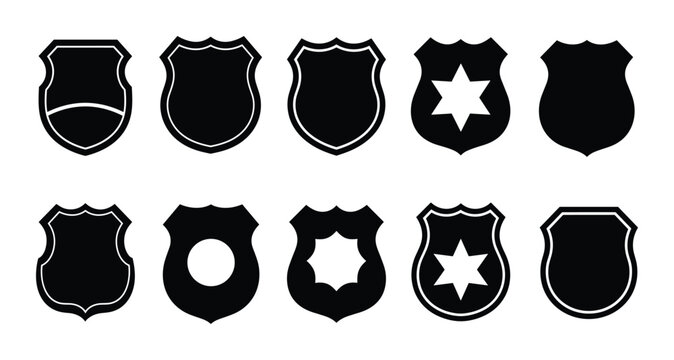 Set of badge icons. Different shapes security. shield emblem. Islamic law enforcement symbol
