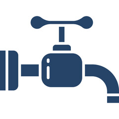 Dark Blue Water Faucet Icon on Transparent Background With White Background Elements