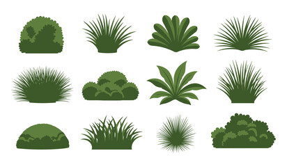 Vector set different shapes of foliage. Nature landscape design collection isolated.
