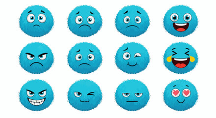 Expressive Cartoon Emoji Set Diverse Emotions for Digital Communication and Design