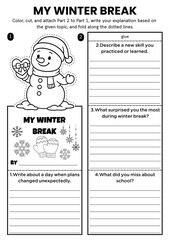 Winter writing prompt flipbook craft for kids! Includes DIY coloring templates with creative writing and gratitude themes. Perfect for classroom ELA lessons and fun holiday activities.