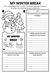 Winter writing prompt flipbook craft for kids! Includes DIY coloring templates with creative writing and gratitude themes. Perfect for classroom ELA lessons and fun holiday activities.