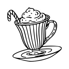 striped hot cocoa with whipped cream outline