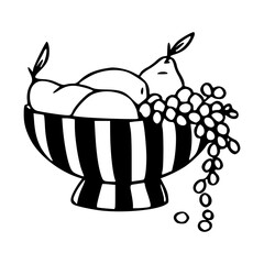 striped fruit bowl still life outline
