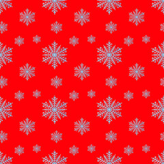 Red and Blue Snowflake Seamless Pattern: Winter Holiday Repeating Texture, Minimal Snow Background for Digital Paper, Fabric, and Seasonal Design