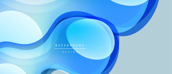 Abstract blue waves, smooth gradients, modern design. Light background creates dynamic visual effect, suitable for presentations.