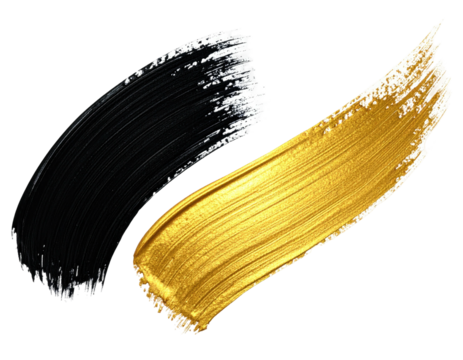 Paint strokes black, gold, curved, textured design element
