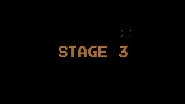8bit pixel text animation on dark background. Perfect for Retro Vintage Arcade Game Style. 4k video.