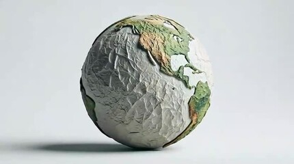 Textured paper globe showing the continent for America Recycles Day awareness