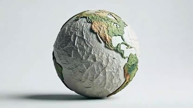 Textured paper globe showing the continent for America Recycles Day awareness
