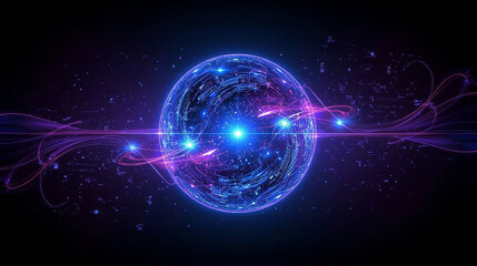 Fototapeta premium Neon futuristic 3d sphere 