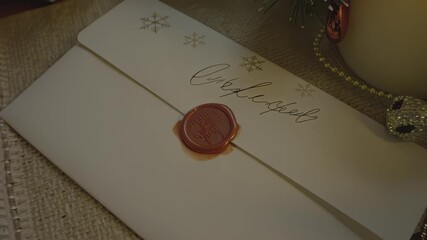 Elegant stationery with wax seal and delicate snowflakes