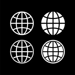 Globe icons set isolated on black background