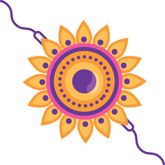 Decorative Rakhi Bracelet With Intricate Floral Design In Yellow Orange Pink And Purple Colors On A Transparent Background For Raksha Bandhan Celebration