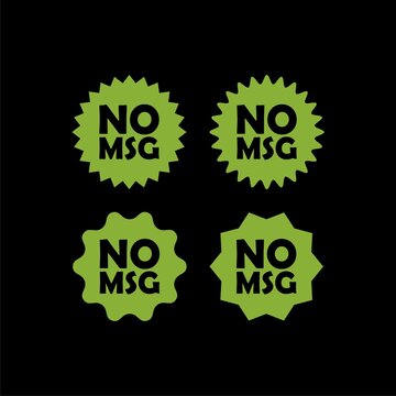  No MSG icons set isolated on black background