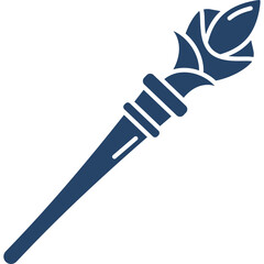 Deep Blue Staff With Floral Bud Or Flame Emblem On Top Transparent Background Symbol Of Power Authority And Magic