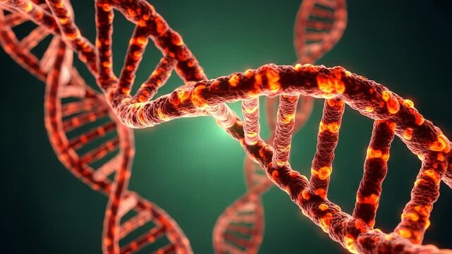 Closeup 3d render of a dna double helix structure