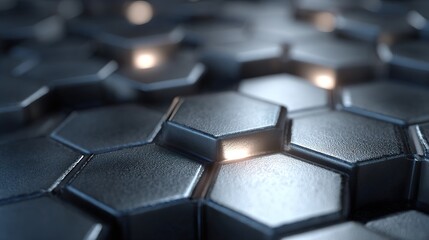 Futuristic Closeup of Lithium Battery Cells Arranged in Hexagonal Patterns High-Tech Environment Industrial Concept Macro View for Advanced Energy Storage Solutions